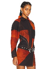 Louisa Ballou Seamed Denim Jacket in Orange Polygon, view 2, click to view large image.