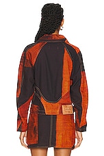 Louisa Ballou Seamed Denim Jacket in Orange Polygon, view 3, click to view large image.