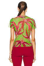 Louisa Ballou Beach Tee in Red Green Flower, view 3, click to view large image.