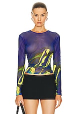 Louisa Ballou Long Sleeve Top in Lapis, view 1, click to view large image.