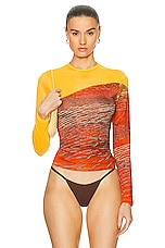 Louisa Ballou Long Sleeve Seemed Top in Orange & Painted Sunset, view 1, click to view large image.