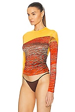 Louisa Ballou Long Sleeve Seemed Top in Orange & Painted Sunset, view 3, click to view large image.