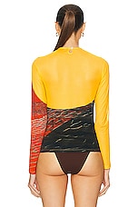Louisa Ballou Long Sleeve Seemed Top in Orange & Painted Sunset, view 4, click to view large image.