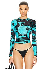 Louisa Ballou Surfer's Paradise Top in Turquoise Flower, view 1, click to view large image.