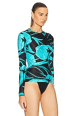 Louisa Ballou Surfer's Paradise Top in Turquoise Flower, view 2, click to view large image.