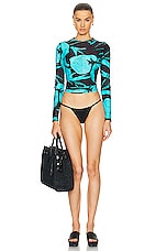 Louisa Ballou Surfer's Paradise Top in Turquoise Flower, view 4, click to view large image.