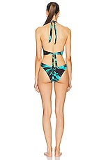 Louisa Ballou Buckle One Piece Swimsuit in Turquoise Flower, view 3, click to view large image.