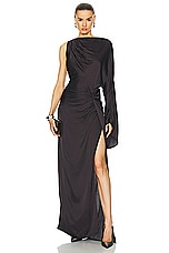 L'Academie by Marianna Cassia Gown in Dark Brown, view 1, click to view large image.