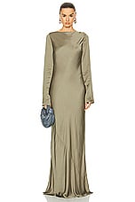 L'Academie by Marianna Benita Gown in Dark Sage Green, view 2, click to view large image.