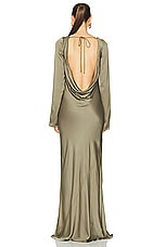 L'Academie by Marianna Benita Gown in Dark Sage Green, view 4, click to view large image.