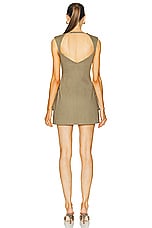 L'Academie by Marianna Ashleigh Stretch Cotton Cargo Mini Dress in Olive Green, view 3, click to view large image.