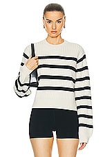 L'Academie by Marianna Brial Striped Sweater in Cream & Black, view 1, click to view large image.