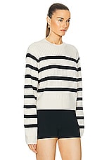 L'Academie by Marianna Brial Striped Sweater in Cream & Black, view 2, click to view large image.