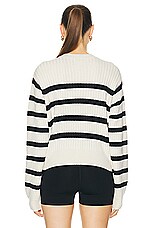 L'Academie by Marianna Brial Striped Sweater in Cream & Black, view 3, click to view large image.