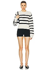L'Academie by Marianna Brial Striped Sweater in Cream & Black, view 4, click to view large image.