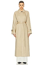 L'Academie by Marianna Ayisa Trench Coat in Light Khaki, view 2, click to view large image.