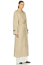 L'Academie by Marianna Ayisa Trench Coat in Light Khaki, view 3, click to view large image.
