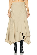 L'Academie by Marianna Noma Midi Skirt in Light Khaki, view 1, click to view large image.