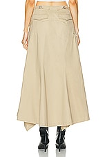 L'Academie by Marianna Noma Midi Skirt in Light Khaki, view 4, click to view large image.