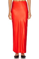 L'Academie by Marianna Noemie Midi Skirt in Red Orange, view 1, click to view large image.