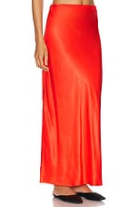 L'Academie by Marianna Noemie Midi Skirt in Red Orange, view 2, click to view large image.