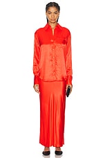 L'Academie by Marianna Noemie Midi Skirt in Red Orange, view 4, click to view large image.