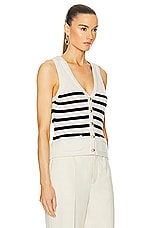 L'Academie by Marianna Calanth Striped Vest in Cream & Black, view 2, click to view large image.