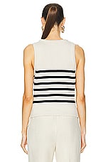 L'Academie by Marianna Calanth Striped Vest in Cream & Black, view 3, click to view large image.