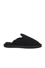 Lusso Cloud Draper Waffle Knit Slipper in Jet Black & Matte Black, view 1, click to view large image.