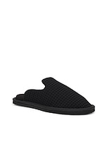 Lusso Cloud Draper Waffle Knit Slipper in Jet Black & Matte Black, view 2, click to view large image.