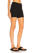 LE BUNS Taylor Organic Ribbed Cotton Short in Noir, view 2, click to view large image.