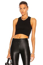 LE BUNS Luna Organic Ribbed Cotton Crop Top in Noir, view 1, click to view large image.