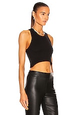 LE BUNS Luna Organic Ribbed Cotton Crop Top in Noir, view 2, click to view large image.