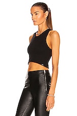 LE BUNS Luna Organic Ribbed Cotton Crop Top in Noir, view 3, click to view large image.