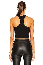 LE BUNS Luna Organic Ribbed Cotton Crop Top in Noir, view 4, click to view large image.