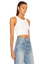 LE BUNS Luna Organic Ribbed Cotton Crop Top in Ivory, view 2, click to view large image.