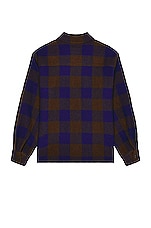 Lemaire Pyjama Shirt in Brown / Electric Blue, view 2, click to view large image.