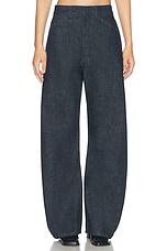 Lemaire High Waisted Curved Leg in Denim Indigo, view 1, click to view large image.