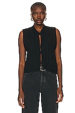 Lemaire Textured Stitch Vest in Black, view 1, click to view large image.