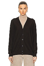 Lemaire Relaxed Twisted Cardigan in Pecan Brown, view 1, click to view large image.