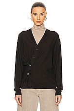 Lemaire Relaxed Twisted Cardigan in Pecan Brown, view 2, click to view large image.