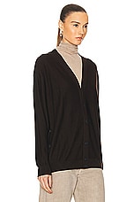Lemaire Relaxed Twisted Cardigan in Pecan Brown, view 3, click to view large image.
