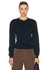Lemaire Trompe L'oeil Cardigan Jumper in Dark Navy, view 1, click to view large image.