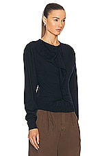 Lemaire Trompe L'oeil Cardigan Jumper in Dark Navy, view 2, click to view large image.