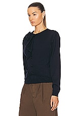 Lemaire Trompe L'oeil Cardigan Jumper in Dark Navy, view 3, click to view large image.