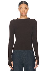 Lemaire Fitted Sweater in Dark Acajou Melange, view 1, click to view large image.