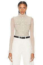 Lemaire Sleeveless Fitted Cardigan in Chalk, view 1, click to view large image.