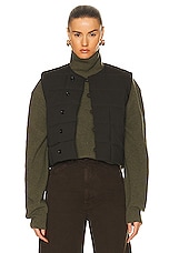Lemaire Wadded Gilet Vest in Forest Brown, view 1, click to view large image.