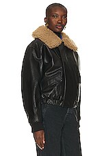 Lemaire Shearling Leather Blouson Jacket in Dark Chocolate, view 3, click to view large image.