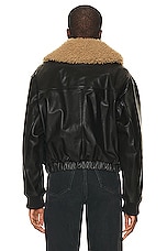 Lemaire Shearling Leather Blouson Jacket in Dark Chocolate, view 4, click to view large image.